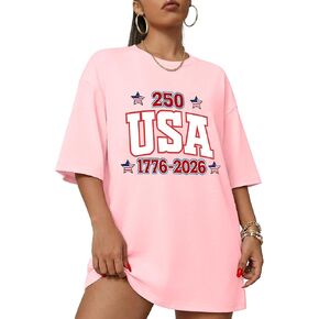 Aiyino Womens 4th of July Oversized T Shirt USA 250th Anniversary 1776-2026 Patriotic Graphic Tee Independence Day Summer Top in Saudi Arabia