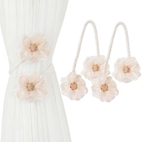 2 Pack Cute Curtain Tiebacks Decorative Floral Curtain Holders Rope Elegant Curtains Ties with Flower Drapes Accessories Purple in Saudi Arabia