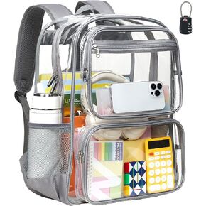 Vorspack Clear Backpack Heavy Duty - Large Clear Bookbag with TSA Lock Transparent See Through Backpacks for School, Work, Travel - Black in Saudi Arabia