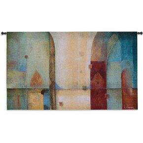 Orchestration by Don Li-Leger | Woven Tapestry Wall Art Hanging | Abstract Asian Fusion Color Composition Geometry | 100% Cotton USA Size 88x53 in Saudi Arabia