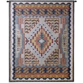 Southwest Turquoise | Woven Tapestry Wall Art Hanging | Native American Inspired Geometric Design | 100% Cotton USA Size 53x41 in Saudi Arabia