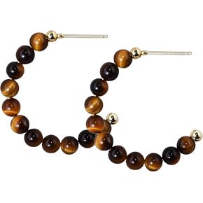 Tiger Eye Turquoise Hoop Earrings for Women, Hoop Beaded Earrings, Vintage Boho Statement Earrings Set for Women in Saudi Arabia