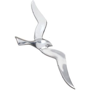 WHW Whole House Worlds Americana Flying Sea Gull Wall Sculpture, Handcrafted, Cast of Fine Silver Aluminum, 14 x 5 Inches (36 cmx 14 cm) in Kuwait