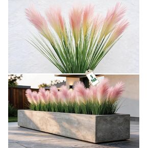 26" Fake Tall Grass 12 Pcs UV Resistant Tall Grass Plant Artificial for Front Porch and Garden & Outdoor Tall Fake Plants for Porch & Front Door & Patio Decor (bristlegrass) in Saudi Arabia