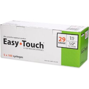 EasyTouch U-100 Insulin Syringe with Needle, 29G 1cc 1/2-Inch (12.7mm), Box of 100 in Kuwait
