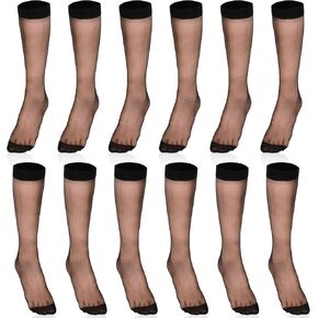 6 Pairs Knee High Stockings for Women, Black Knees High Stockings, Knee Highs Socks Sheer Nylon Socks for Women, Pantyhose for Woman in Saudi Arabia