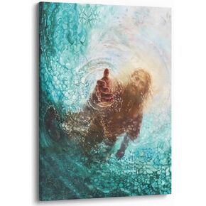 Jesus Wall Art 12x16 Framed Christian Prints Christian Reaching Into Water Canvas The God Of Hand Artwork Religious Painting Serenity Prayer Room Decor Catholic Biblical Posters Bible Verse lds Gifts Baptism Easter Home Spiritual in Saudi Arabia