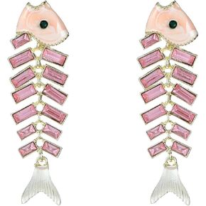 Boho Fish Earring For Women Pink Zircon Fish Stud Statement Earrings Bohemia Summer Fashion Beach Jewelry in Saudi Arabia