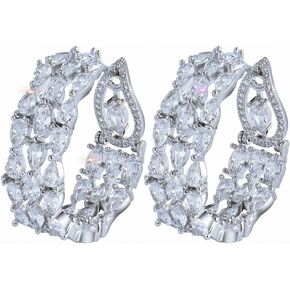 Luxury Double Sided Cubic Zirconia Hoop Earrings, Big Round Statement Dangle Design for Wedding, Women Party Jewelry in Saudi Arabia