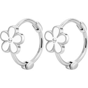 925 Sterling Silver Earrings for Women Dainty Dripping Oil Enamel Daisy Flowers Earrings Minimalist Style Jewelry Sensitive Earrings for Women Hypoallergenic Huggie Hoops in Saudi Arabia