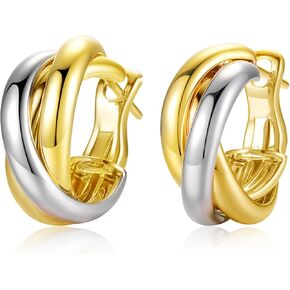 1Sets Mixed Metal Earrings,Two Tone Silver and Gold Hoop Earrings, Intertwining Small Circle Huggie Lightweight Twisted Hoop Earrings for Women Trendy in Saudi Arabia