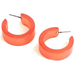 Coral Moonglow Lucite Wide Classic Hoop Earrings - WDCL-OR-3 in Saudi Arabia