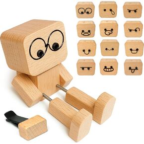 Shaking Feet Wooden Doll with Spring Legs & 12 Pcs Magnetic Expressions for Car Dashboard Decoration in Saudi Arabia