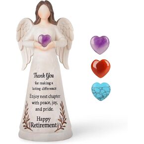 Large 8.2" Angel Figurine for Woman Retirement Gift 2026 | Crystal Heart, For Teacher Coworker Nurses Boss Mom Grandma Sister, Retired Party Decoration in Saudi Arabia
