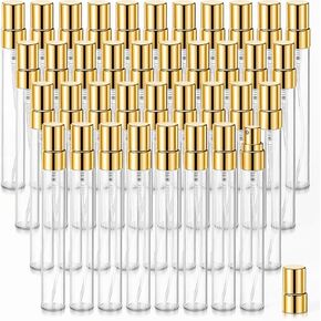 50Pcs 10ml Mini Spray Bottles, Empty Clear Glass Mist Spray Bottle Refillable Mini Perfume Atomizer Travel Sample Bottle Lids Fine Mist Perfume Atomizer Makeup Container in Saudi Arabia