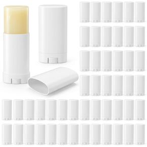 50 Pieces Empty Deodorant Containers, 15Ml/0.5Oz Oval Twist-Up Refillable Lip Balm Tubes Bulk, Plastic Travel Deodorant Holder Container for Lotion Bars, Shaving Soap Lipstick DIY in Saudi Arabia