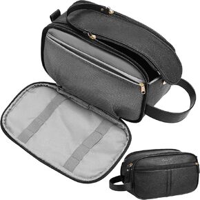 PU Leather Toiletry Bag for Men, Water Resistant Travel Toiletry Organizer for grooming, Shaving Bag for Toiletries Accessories, Bathroom Essentials - Dark Brown in Saudi Arabia