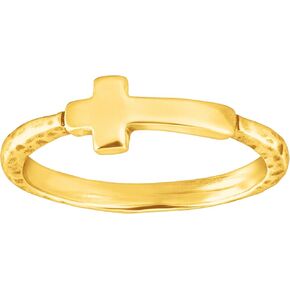 Silpada 'Simplex Cross' Horizontal Cross Textured Ring in Gold-Plated Sterling Silver, Size 6 in Saudi Arabia
