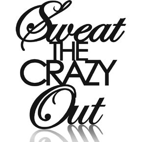 Gym Motivational Wall Art "Sweat the Crazy Out" - Workout Room Decor, Black Metal Inspirational Wall Decor for Home Gym, Fitness Gift for Men & Women (14.5" x 12.4") in Saudi Arabia