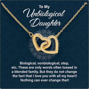 To My Unbiological Daughter, Biological Nonbiological Step These Are Only Words, Adopted Daughter Necklace From Unbiological Mom, Step Daughter Gifts From Stepdad, Forever Necklace Gifts for Her Birthday Graduation, Unbiological Daughter Gifts With Meanin in Saudi Arabia
