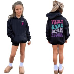 Personalized Gymnast Hoodie, Vault Bars Beam Floor Sweatshirt, Custom Name Gymnastics Gift, Girls Youth Toddler Adult White in Saudi Arabia