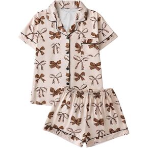 RoseSeek Women's 2 Piece Pajama Sets Shell Starfish Print Button Down Tops with Wide Leg Mini Shorts Cute Lounge Set in Kuwait