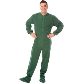 Big Feet PJs Green Micro-polar Fleece Adult Footed Pajamas Onesie with Butt Flap in Saudi Arabia