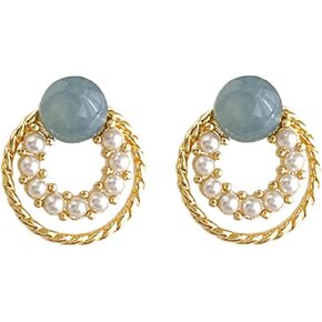 Pearl and Gold Hoop Earrings for Women,Gray and Blue Small Earrings for Women, Prom Dress Jewelry in Saudi Arabia