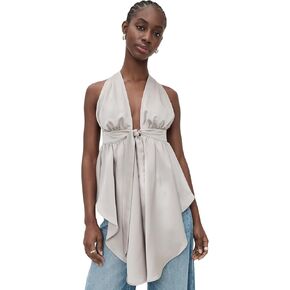 Susana Monaco Women's Satin Peplum High Low Top in Kuwait