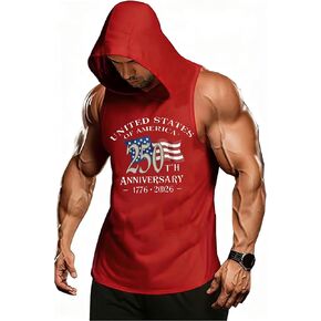 jusgai 250 Anniversary USA Flag Tank Top for Men Patriotic Workout Shirt 4th of July Sleeveless Muscle T Shirts in Saudi Arabia
