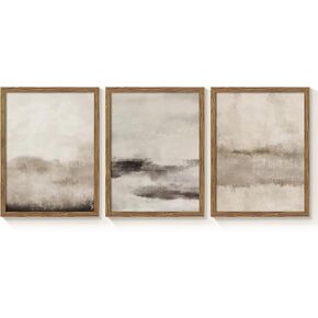 3 Piece Large Abstract Framed Wall Art, Neutral Beige Modern Art Wall Decor, Contemporary Minimalist Canvas Prints, Watercolor Paintings for Living Room Bedroom Dining Room Office 12x16 Inch in Saudi Arabia