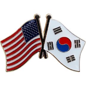 Flagline USA and South Korea Flag Die-Struck Metal Friendship Lapel Pin with Butterfly Clasp Closure in Saudi Arabia
