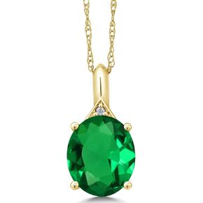 Gem Stone King 3-6 Cttw 10K Yellow Gold Gemstone Birthstone and White Diamond Pendant Necklace For Women | Oval 12X10MM | Gold Necklace for Women | with 18 Inch Chain in Saudi Arabia
