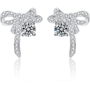 14K Gold Bow Diamond Stud Earrings for Women, Chic 0.5 Carat Butterfly Knot Design with Excellent Cut VVS1 D-Color Stones, Elegant Choice for Daily Wear in Kuwait