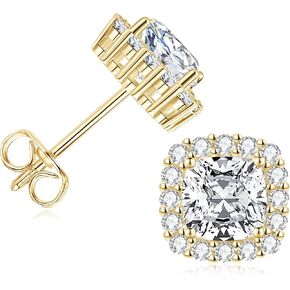 Cushion Cut Stud Earrings for Women, 5A Cubic Zirconia 14K Gold Filled Imitation Diamond Halo Stud Earrings Jewelry Valentine Anniversary Day Birthday Gifts in Kuwait