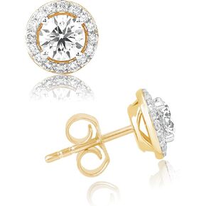 Dewberry 1.3Ct Round Cut IGI Certified Lab Grown Diamond Halo Stud Earrings | 14K White or Yellow Gold Plating on 925 Silver | Hypoallergenic Push Back Earrings For Women (Clarity: VS/Color: FG) in Saudi Arabia