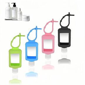 4-Pack Travel Refillable Leak Proof Squeeze Bottles with Silicone Sleeve & Keychain - 2oz/60ml Clear PETG Plastic Toiletry Containers for Hand Sanitizer, Lotion, Shampoo, Outdoor Essentials in Saudi Arabia