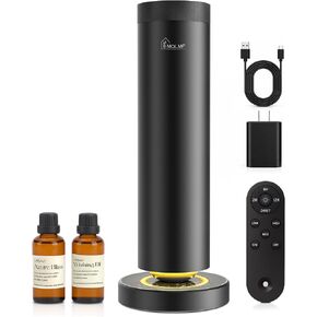 Waterless Diffuser,1500 Sq Ft,Ring Ambient Light,USB Plug-in & Rechargeable,Aluminum,Remote Control&Touch Buttons,Adjustable Fragrance&Timer,Hotel Collection Scent Machine - Satin Black in Saudi Arabia