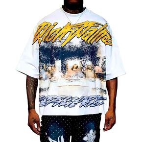 Y2k Grunge Shirts Men Oversized Rapper Graphic Tees 2000s Emo Clothes Vintage Baggy Hip Hop T Shirts in Saudi Arabia