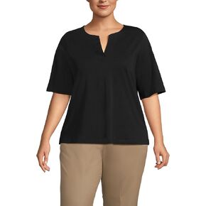Lands' End School Uniform Women's Supima Jersey Half Sleeve Splitneck Shirt in Saudi Arabia