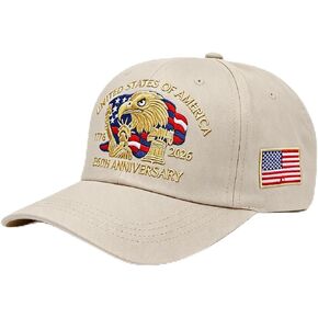 United States 250 Years of Independence Hat Patriotic Eagle & Liberty,Embroidered American Anniversary Cap with Badge,Adjustable Baseball Hat for Men Women,Beige in Saudi Arabia