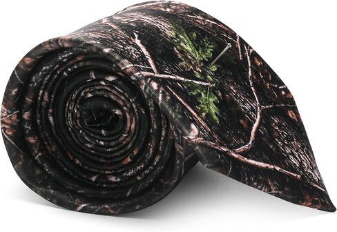 ASVP Shop Camo Necktie for Men Woodland Tree Bark Camouflage Print Tie Hunting Inspired Brown Green Dress Tie for Outdoors Rustic Wedding Work Party in Saudi Arabia