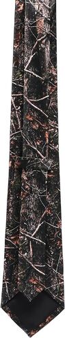 ASVP Shop Camo Necktie for Men Woodland Tree Bark Camouflage Print Tie Hunting Inspired Brown Green Dress Tie for Outdoors Rustic Wedding Work Party in Saudi Arabia