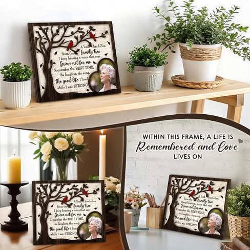 Memorial Gifts for Loss of Loved One – Cardinal Sympathy Picture Frame, Bereavement Gift for Loss of Mom Dad Grandma Grandpa, Family Tree Memorial Photo Frame, Funeral Remembrance Keepsake Decor in Saudi Arabia