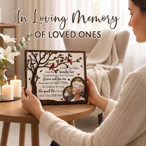 Memorial Gifts for Loss of Loved One – Cardinal Sympathy Picture Frame, Bereavement Gift for Loss of Mom Dad Grandma Grandpa, Family Tree Memorial Photo Frame, Funeral Remembrance Keepsake Decor in Saudi Arabia