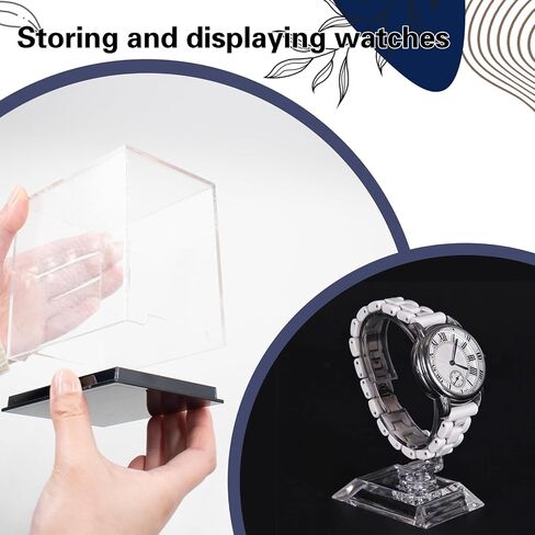 Acrylic Watch Display Case with 2 Sizes C-shaped Stands, Single Transparent Watch Organizer with Black Base, Dustproof Protection Showcase for Men, Boyfriend, Birthday, Father's Day Gift in Saudi Arabia