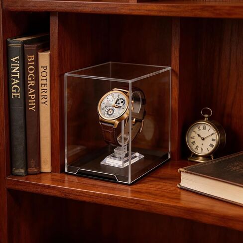 Acrylic Watch Display Case with 2 Sizes C-shaped Stands, Single Transparent Watch Organizer with Black Base, Dustproof Protection Showcase for Men, Boyfriend, Birthday, Father's Day Gift in Saudi Arabia