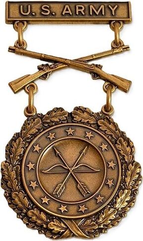 Army Excellence in Competion Bronze Rifle USA Made Military Badge Antique Bronze Color Lapel Pin Size: 1 3/8" x 2.3/8" in Saudi Arabia