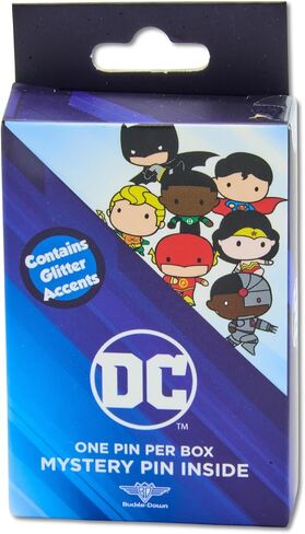 DC Comics Chibi Justice League Superheroes Mystery Enamel Pin Blind Box Series، Chibi Wonder Woman، Batman، Superman، Flash، Aquaman، أو Green Lantern in Kuwait