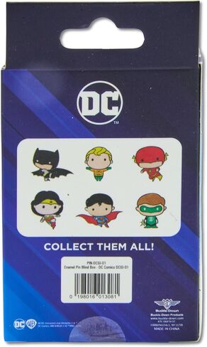 DC Comics Chibi Justice League Superheroes Mystery Enamel Pin Blind Box Series، Chibi Wonder Woman، Batman، Superman، Flash، Aquaman، أو Green Lantern in Kuwait